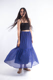 Layered swirl chiffon Skirt - blue