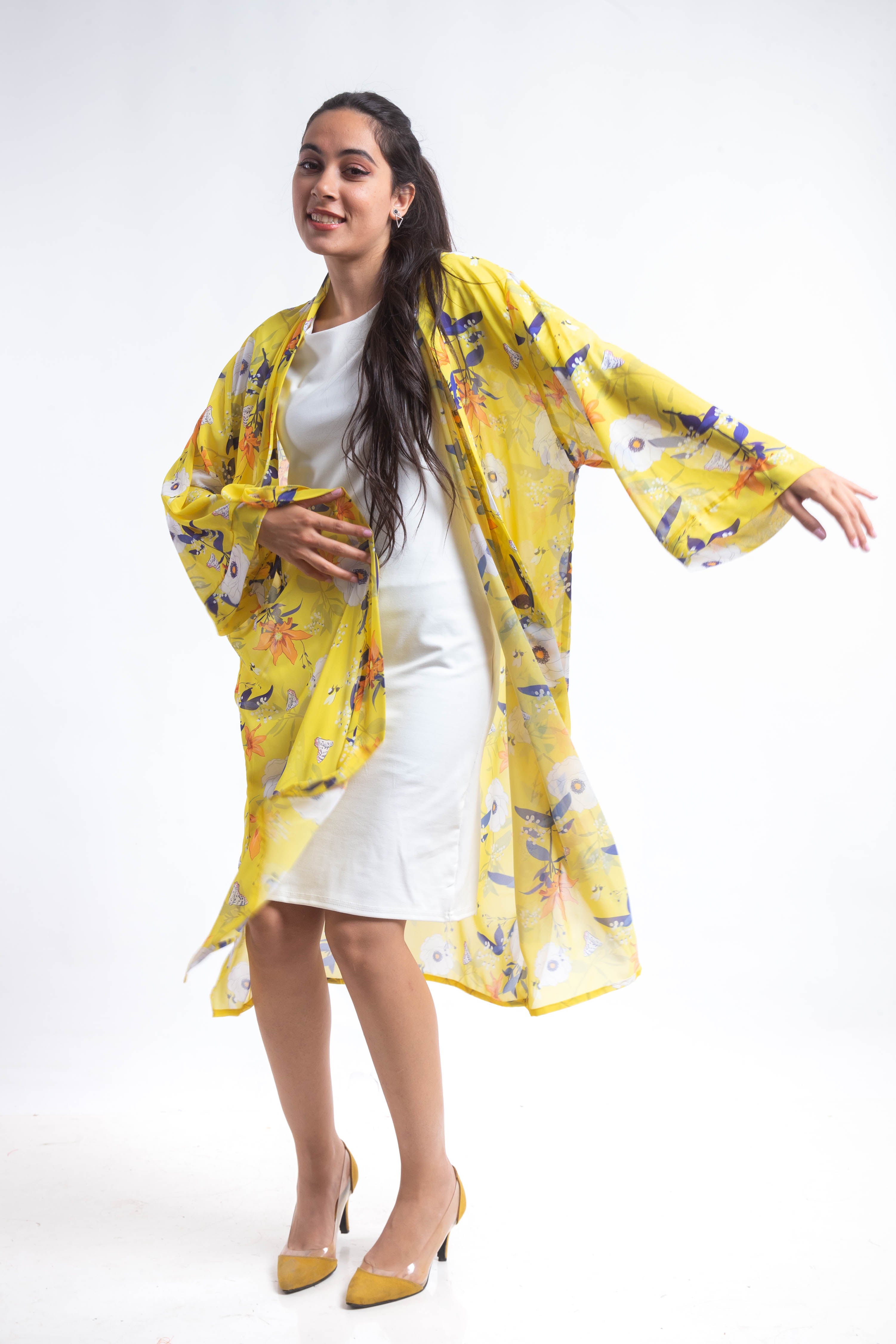 Spring Chiffon Kimono - Yellow