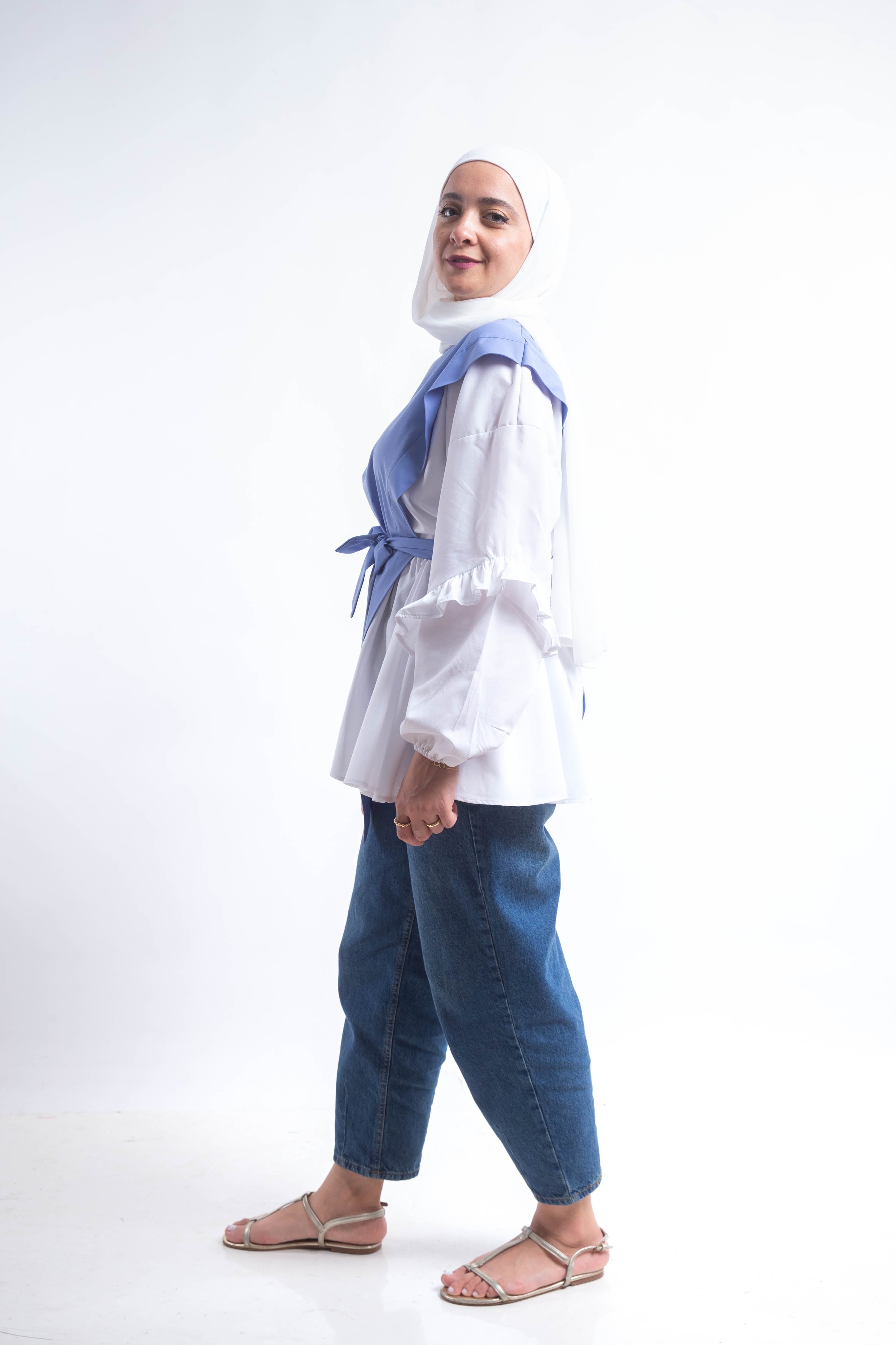 The Puff Working Lady Blouse - Babyblue