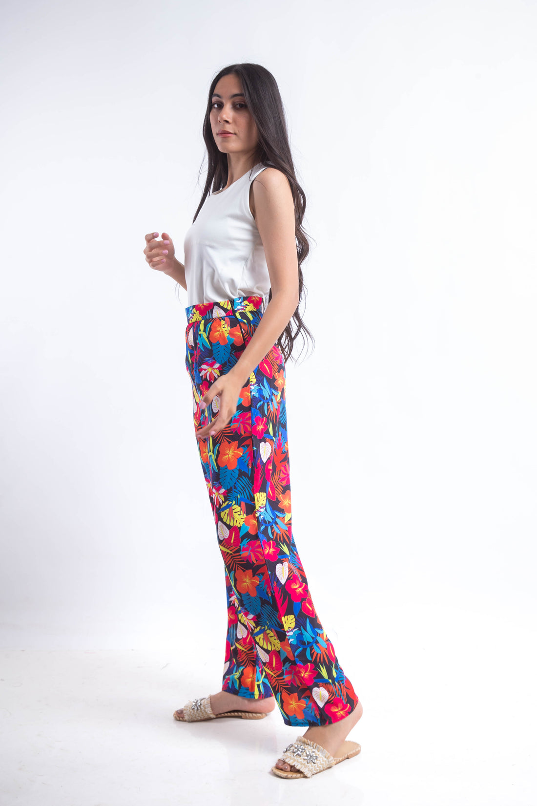 The floral crepe pants - Black