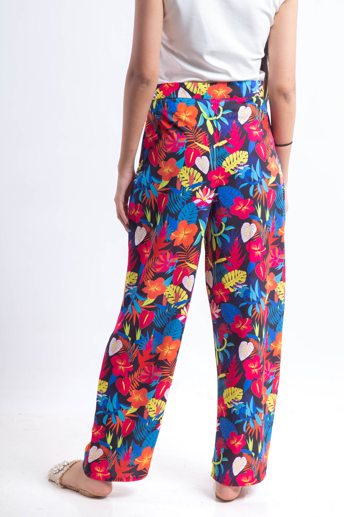 The floral crepe pants - Black