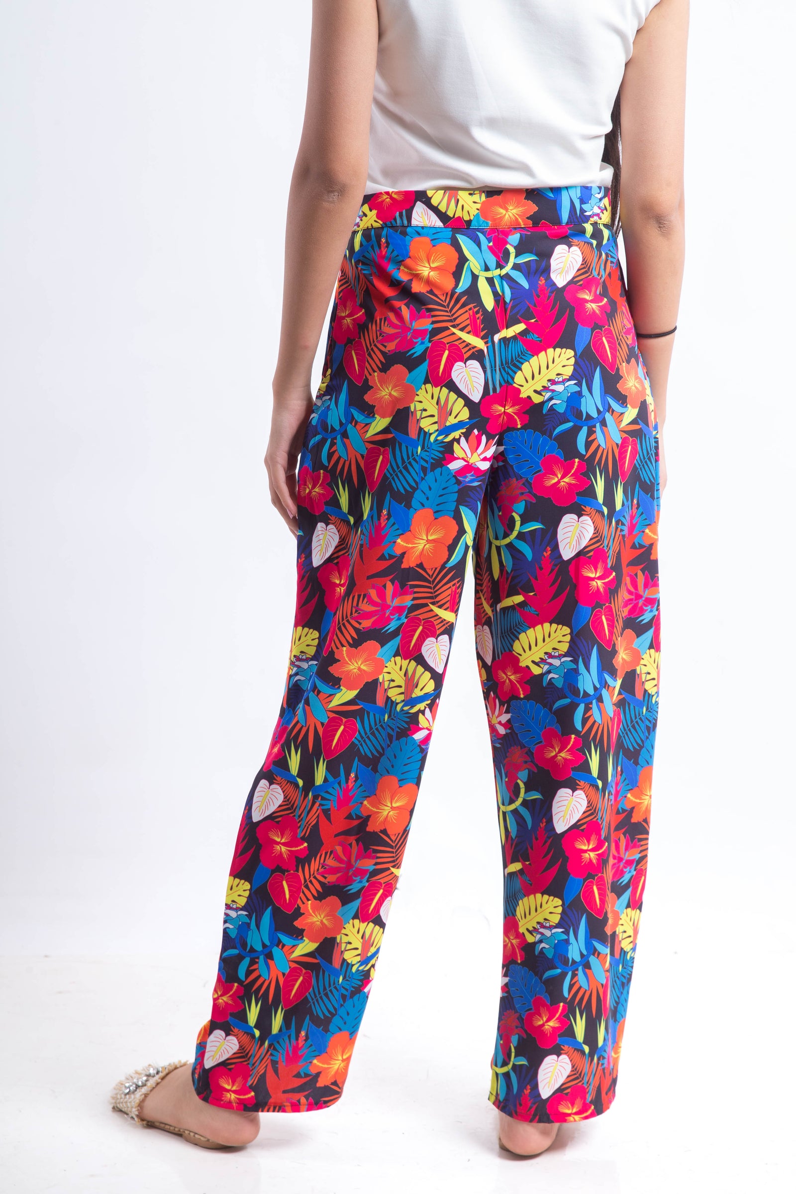 The floral crepe pants - Black