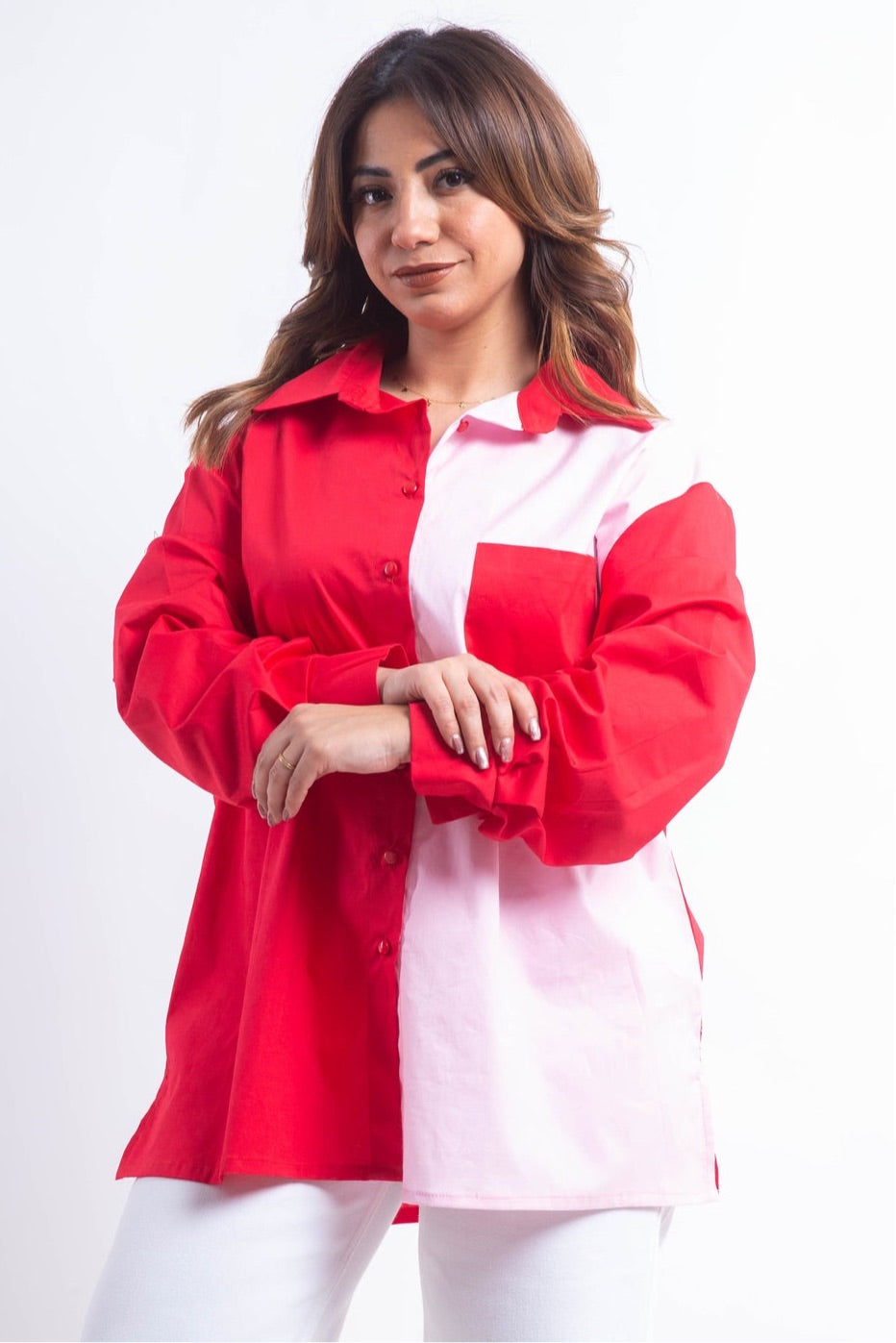 The Kiss Poplin Chemise - Red