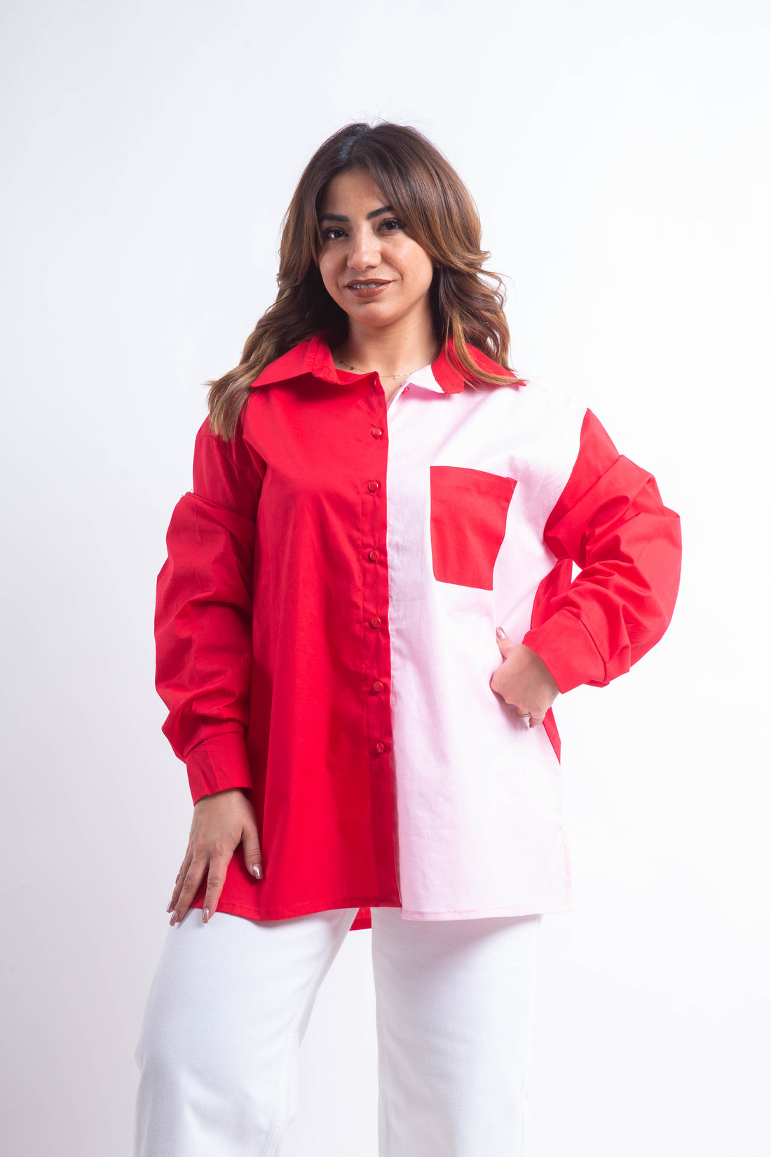 The Kiss Poplin Chemise - Red