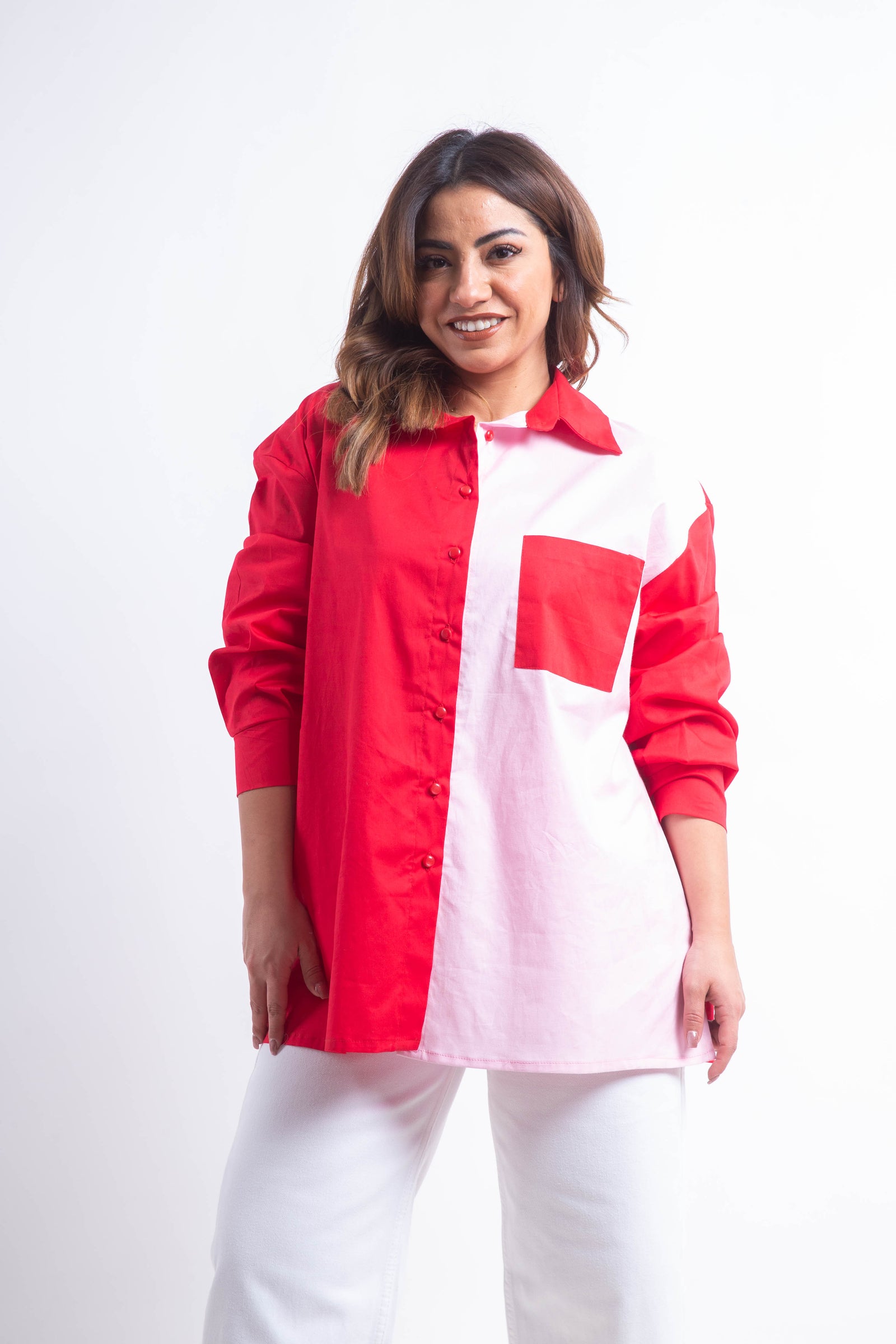 The Kiss Poplin Chemise - Red