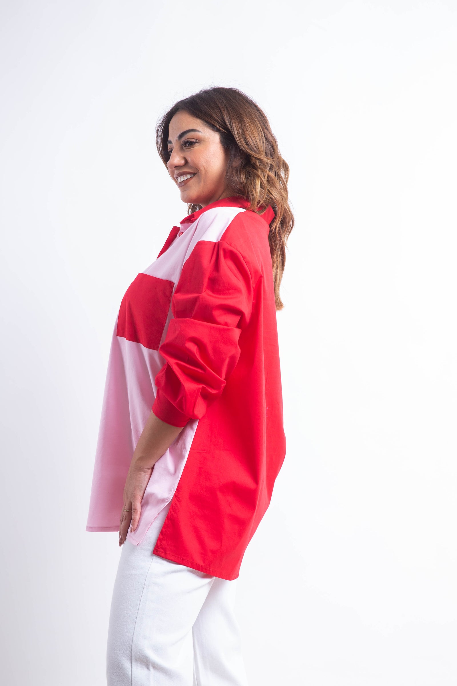 The Kiss Poplin Chemise - Red