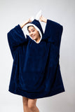 Fur Oversized Soft Hoodie - Navy Blue
