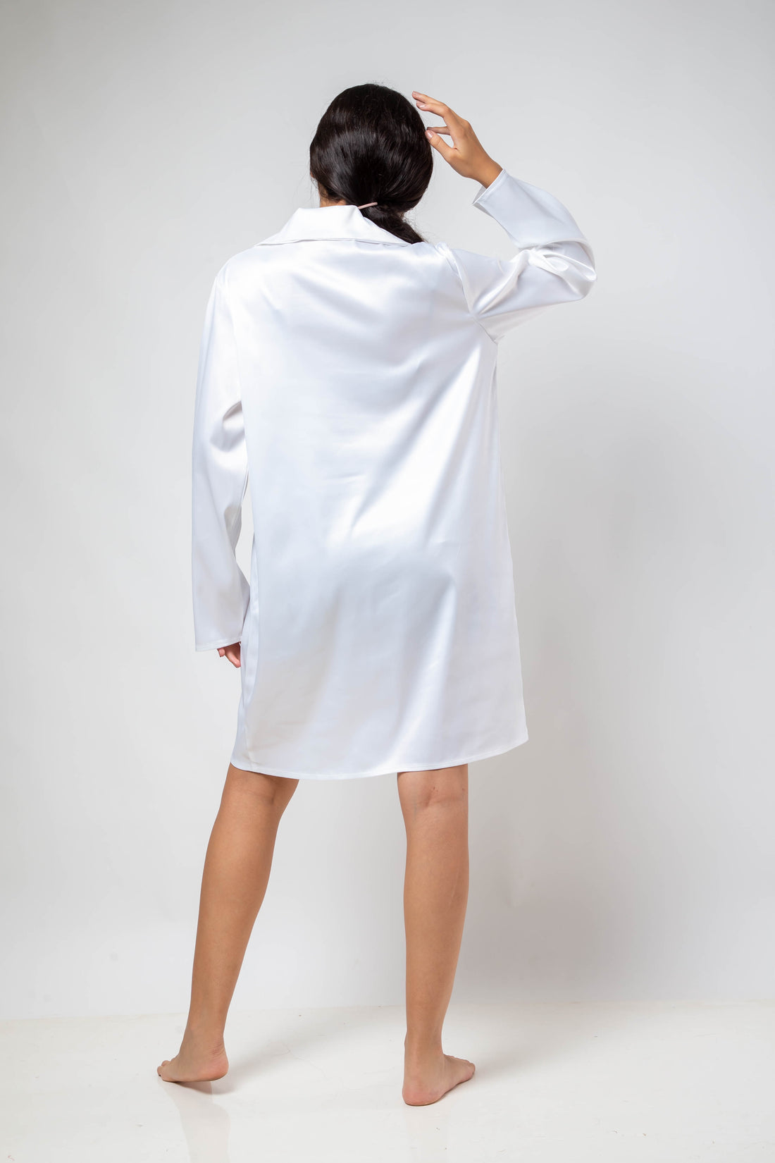 The Bride Shirt Dress Satin - White
