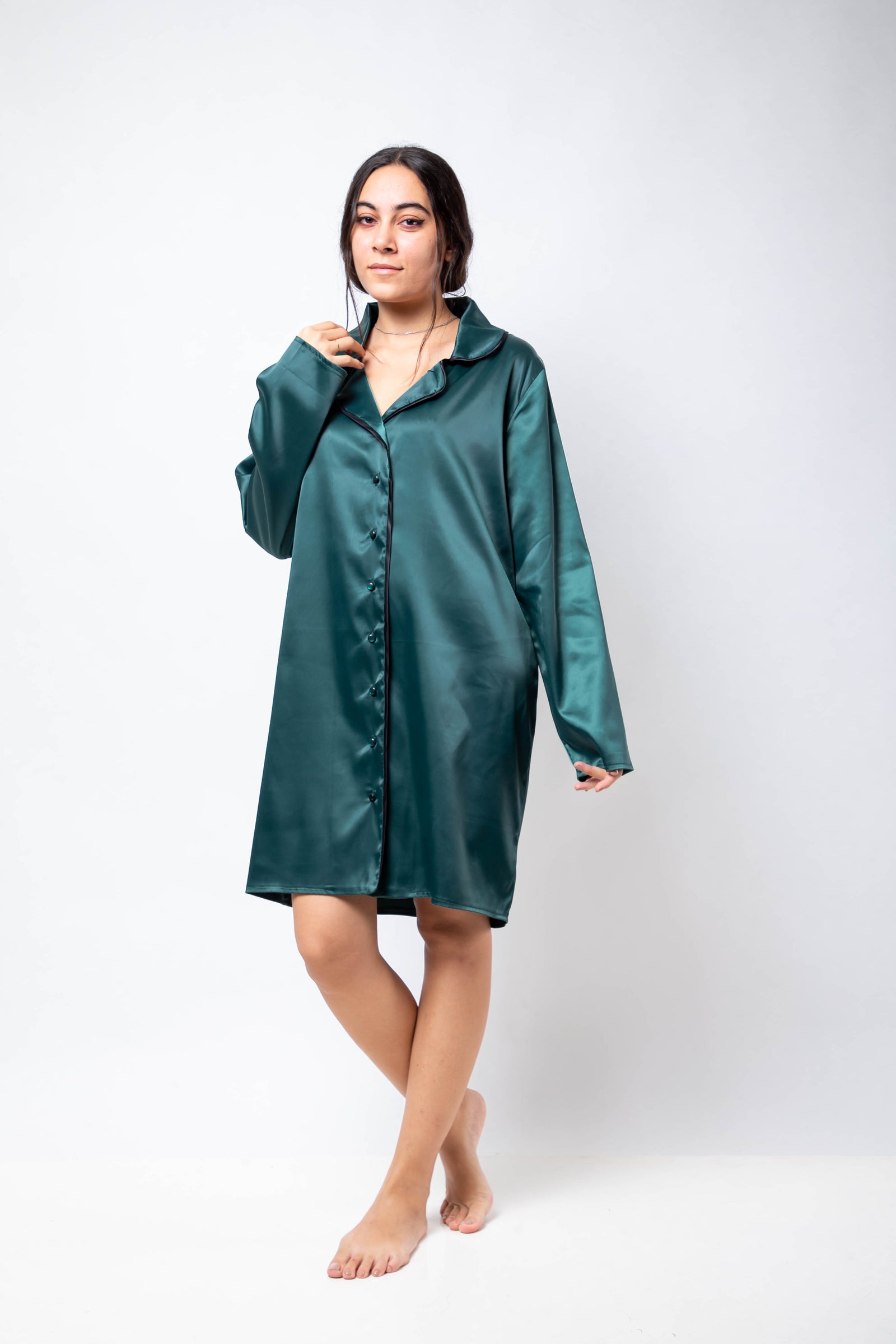 The Royal Shirt Dress - Emerald Green