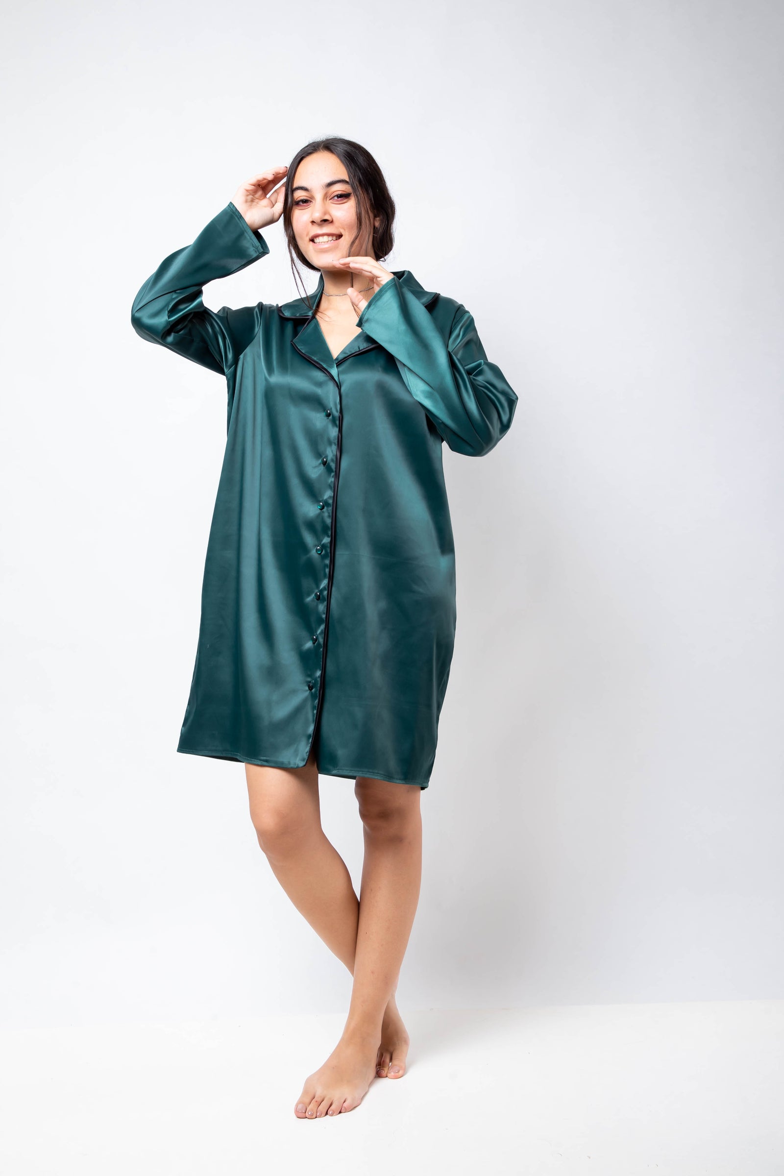 The Royal Shirt Dress - Emerald Green