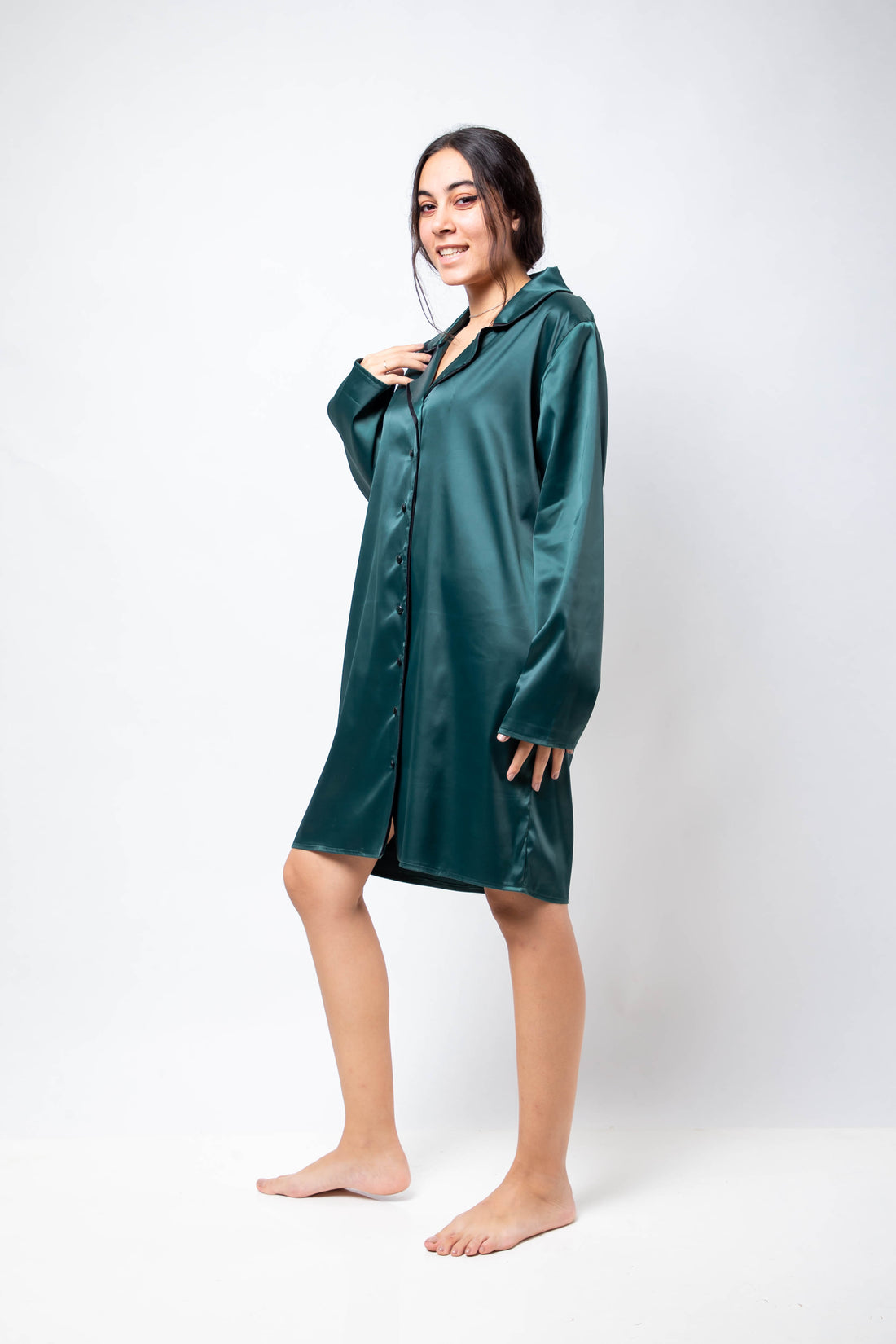The Royal Shirt Dress - Emerald Green