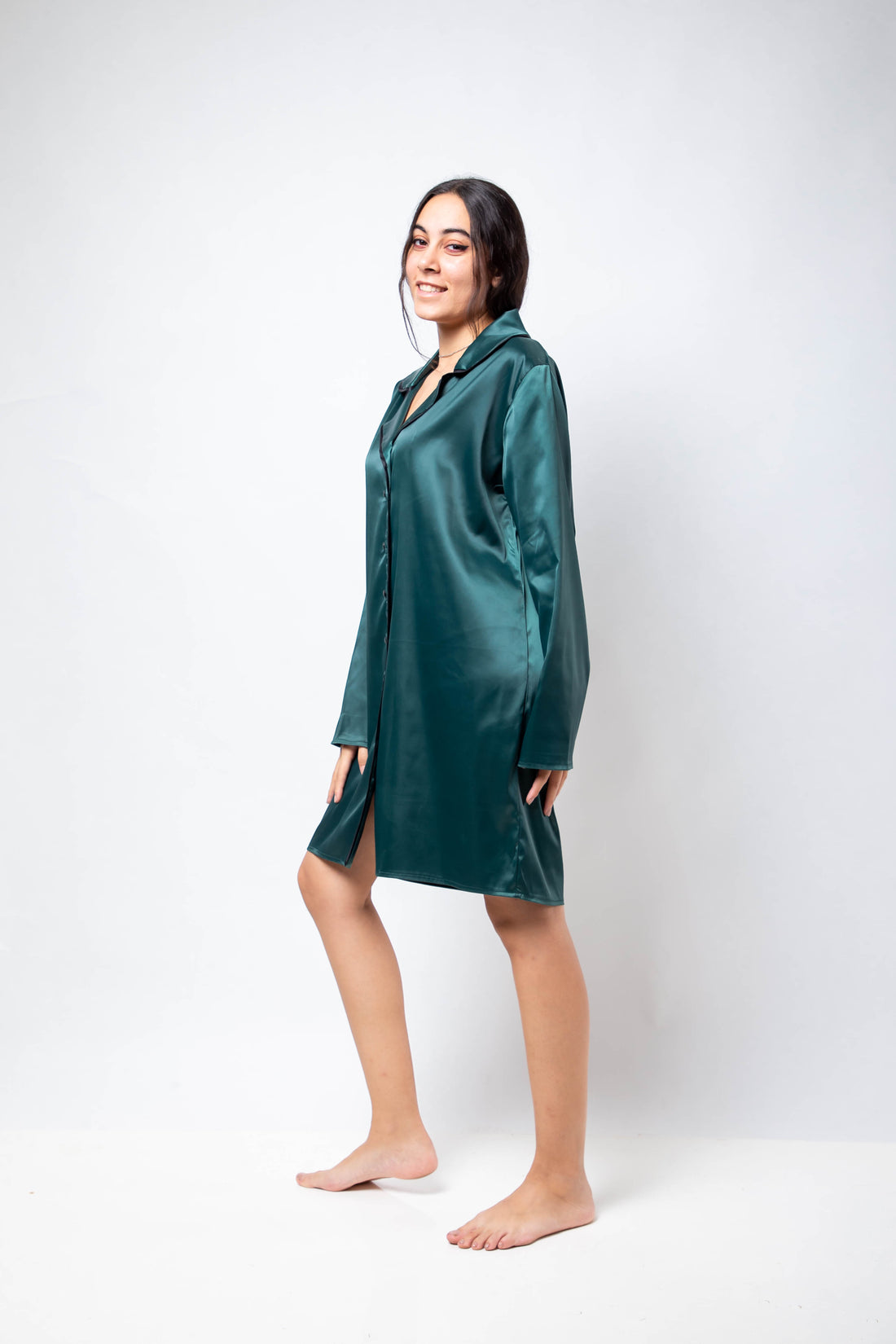 The Royal Shirt Dress - Emerald Green