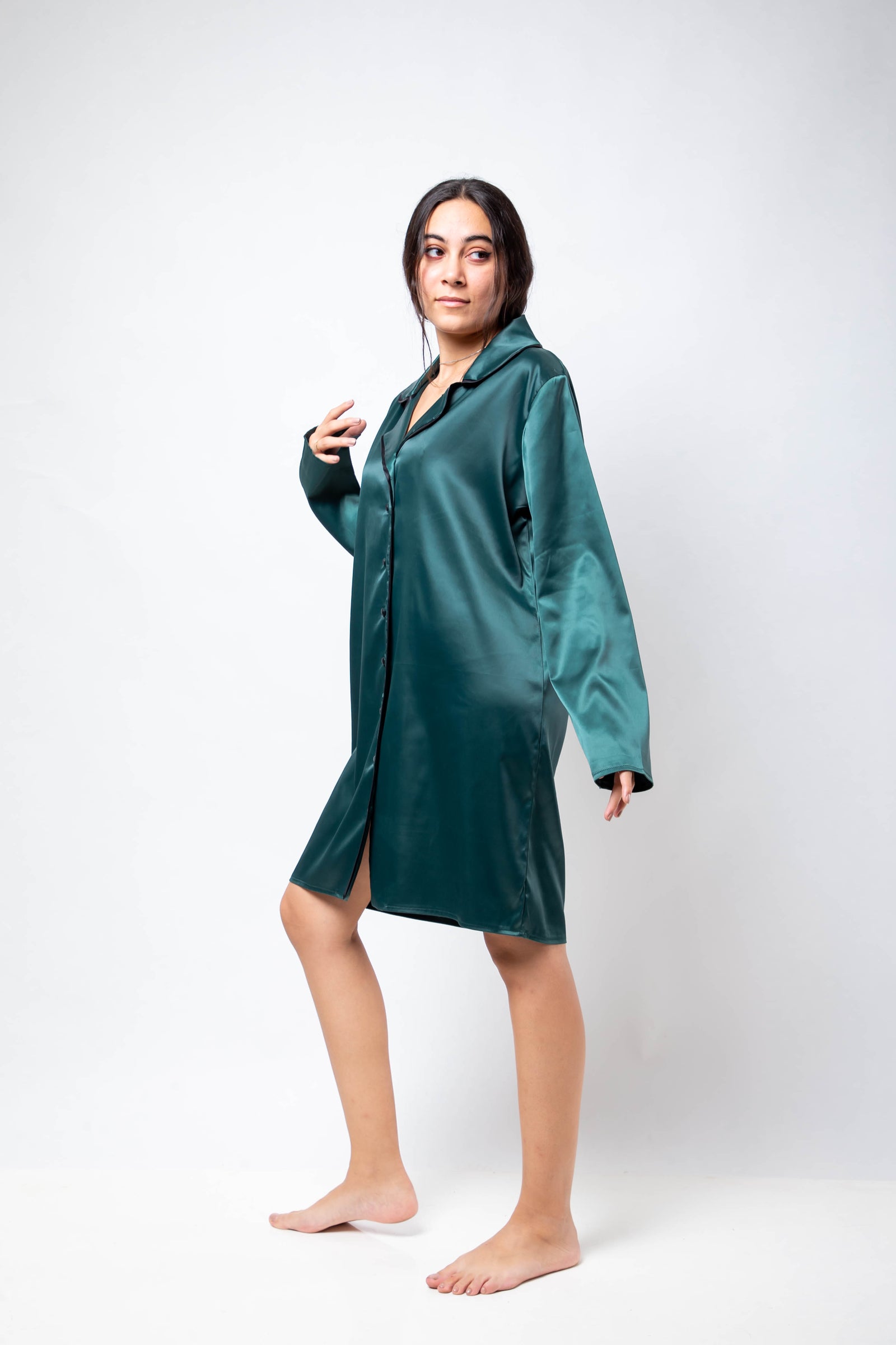 The Royal Shirt Dress - Emerald Green