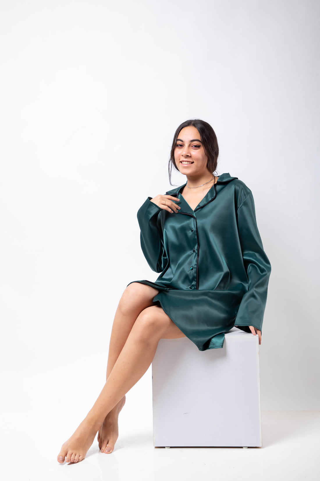 The Royal Shirt Dress - Emerald Green