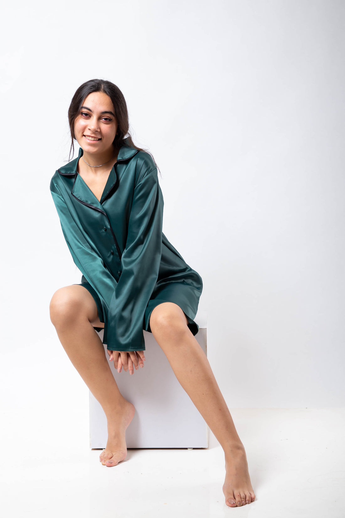 The Royal Shirt Dress - Emerald Green