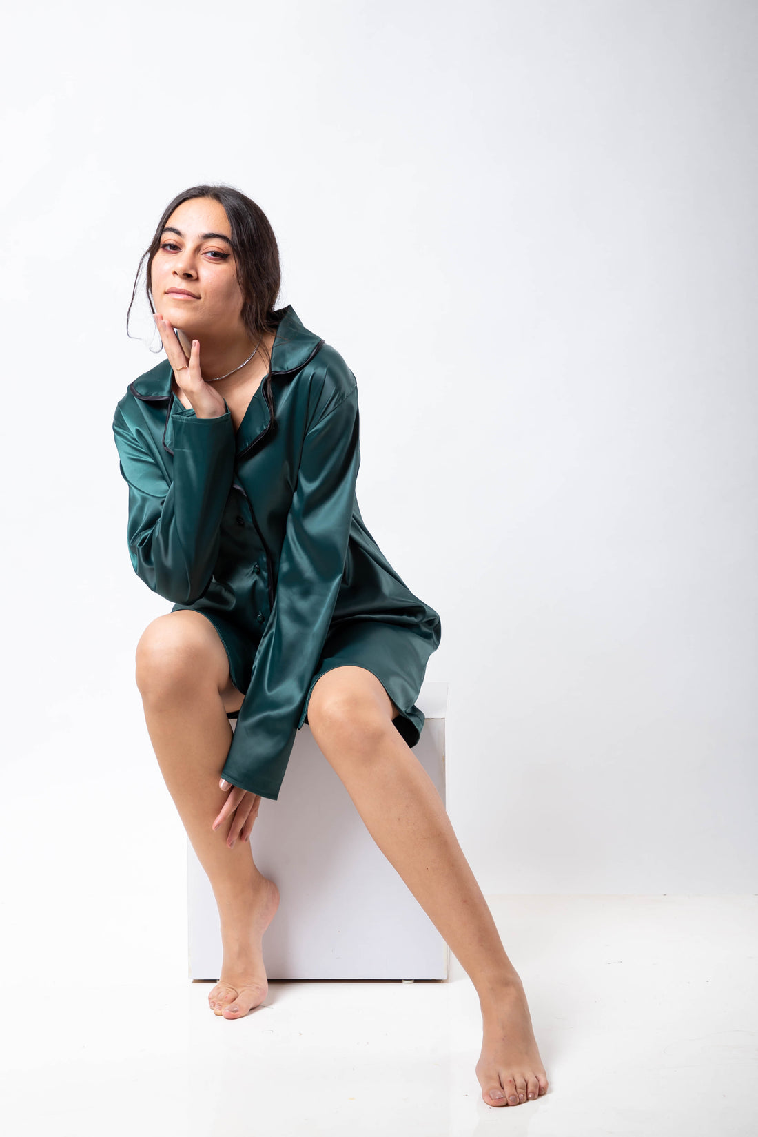 The Royal Shirt Dress - Emerald Green