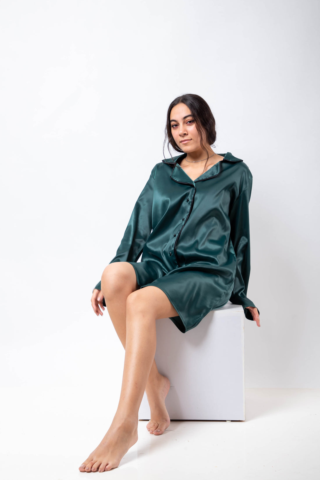The Royal Shirt Dress - Emerald Green