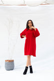 The Basic Puffy Sleeve Dress - Red