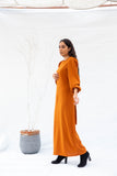 Long Box Pleated Dress - Orange