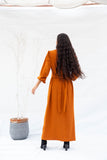 Long Box Pleated Dress - Orange