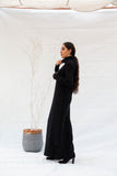 Turtle Neck Soft Wool Long Dress - Black