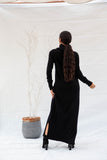 Turtle Neck Soft Wool Long Dress - Black