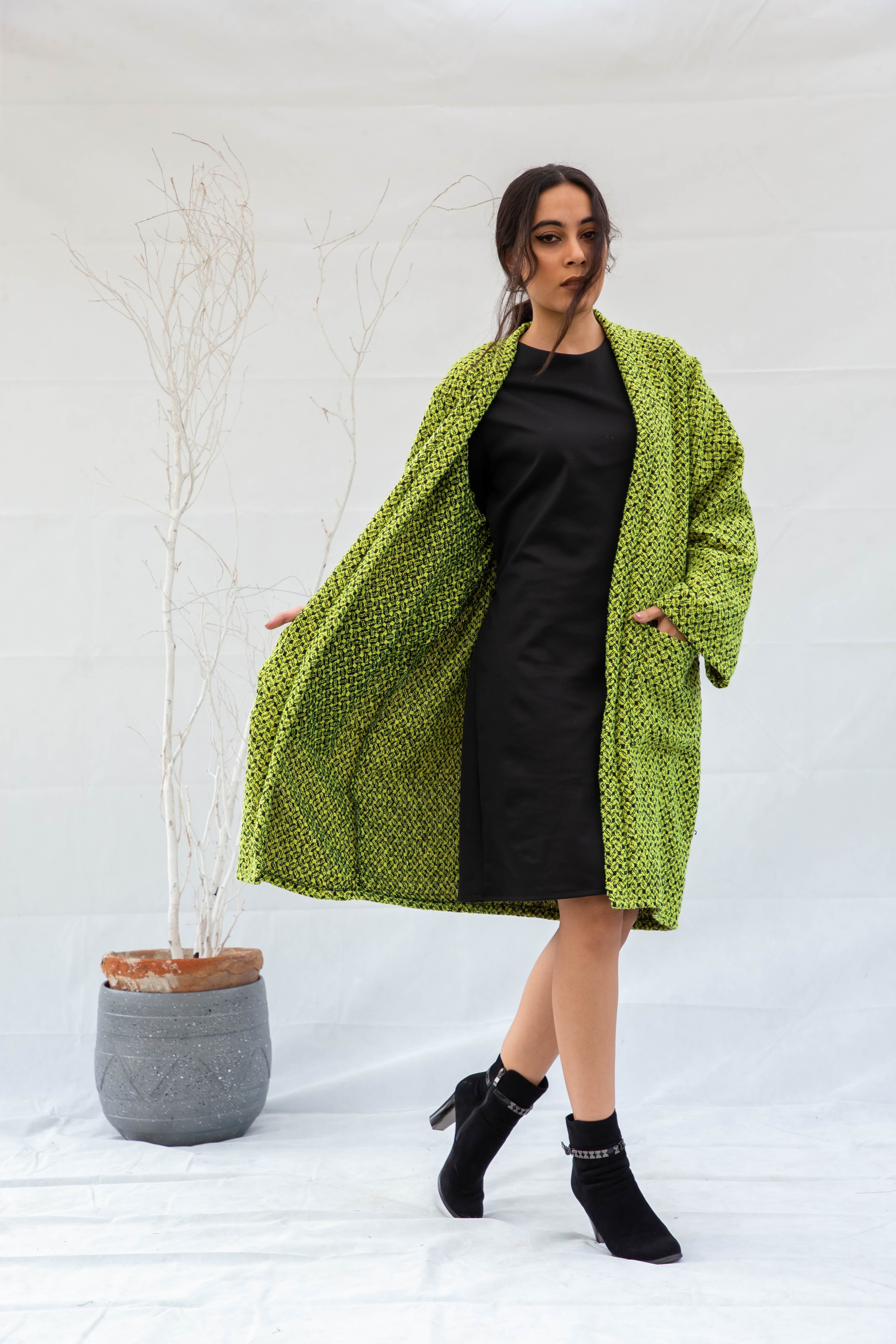 Chunky Wool Kimono - Neon