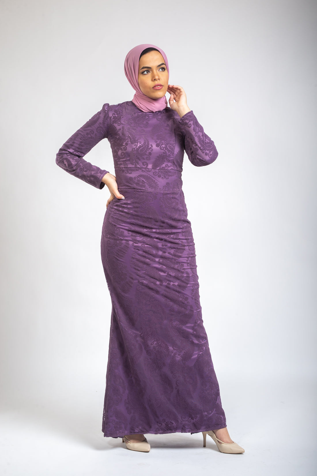 Mermaid Embroidered Tulle Dress -Purple