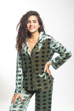 Aqua Plaid Velvet Classic Pjs- Mint