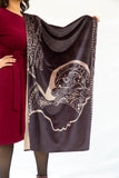 Aztec Warrior Velvet Shawl - Black