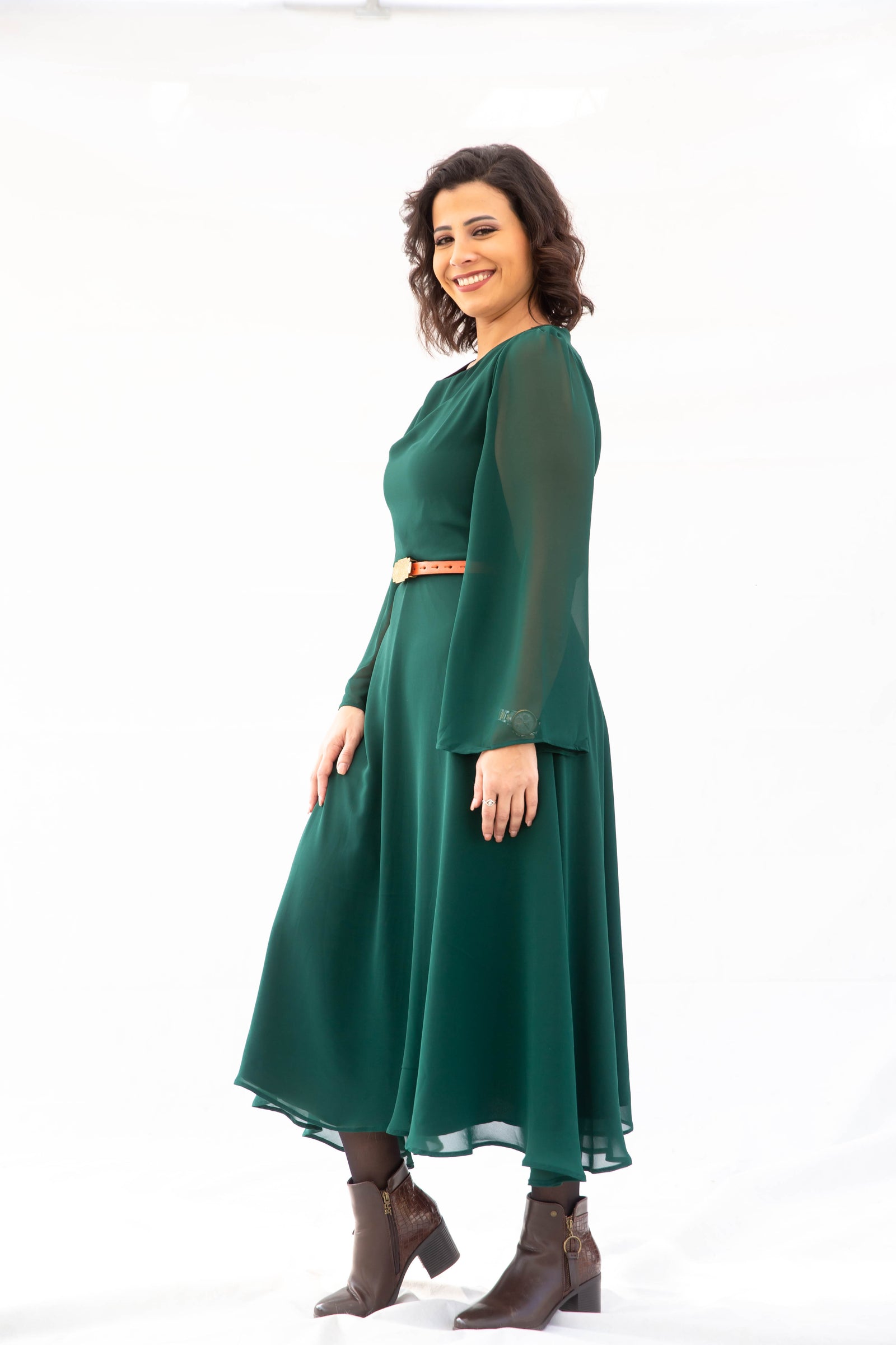The Queen Chiffon Dress- Emerald Green