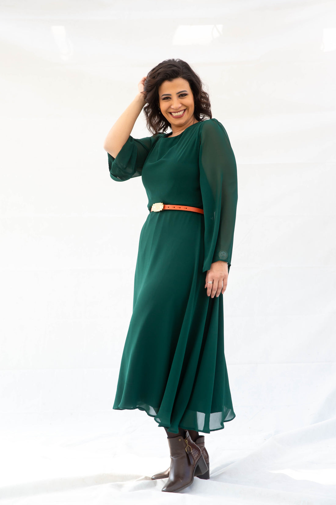 The Queen Chiffon Dress- Emerald Green