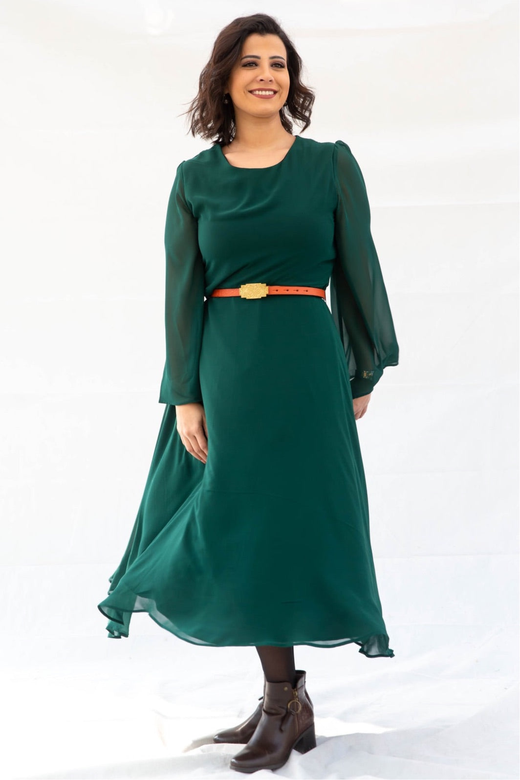 The Queen Chiffon Dress- Emerald Green