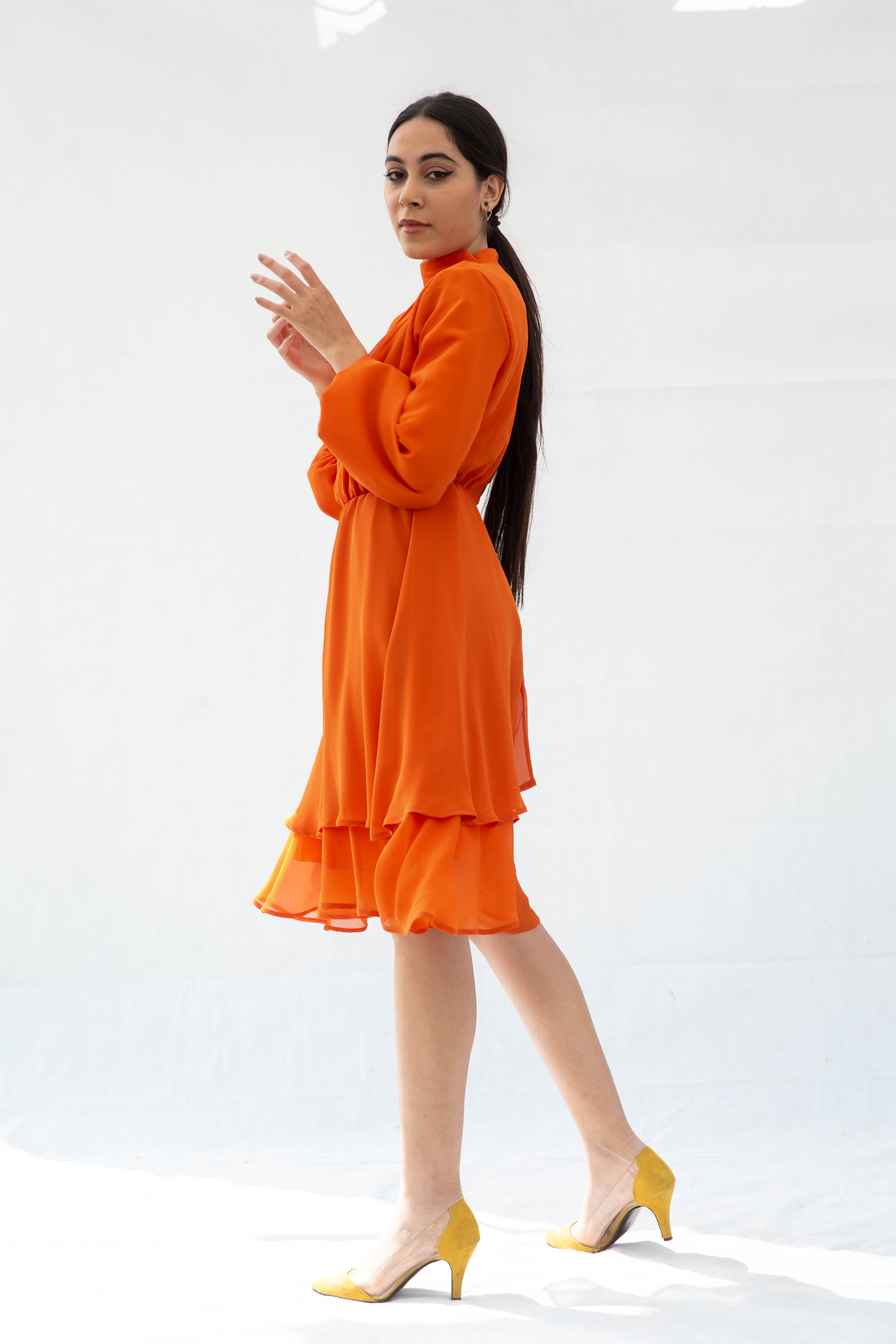 The princess Chiffon Dress- Orange