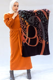 Arabic Canvas Velvet Shawl   - Black