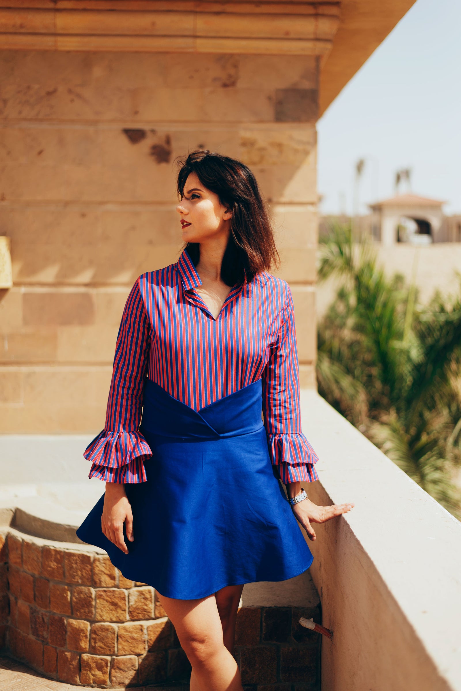 High Waist Skirt -Blue
