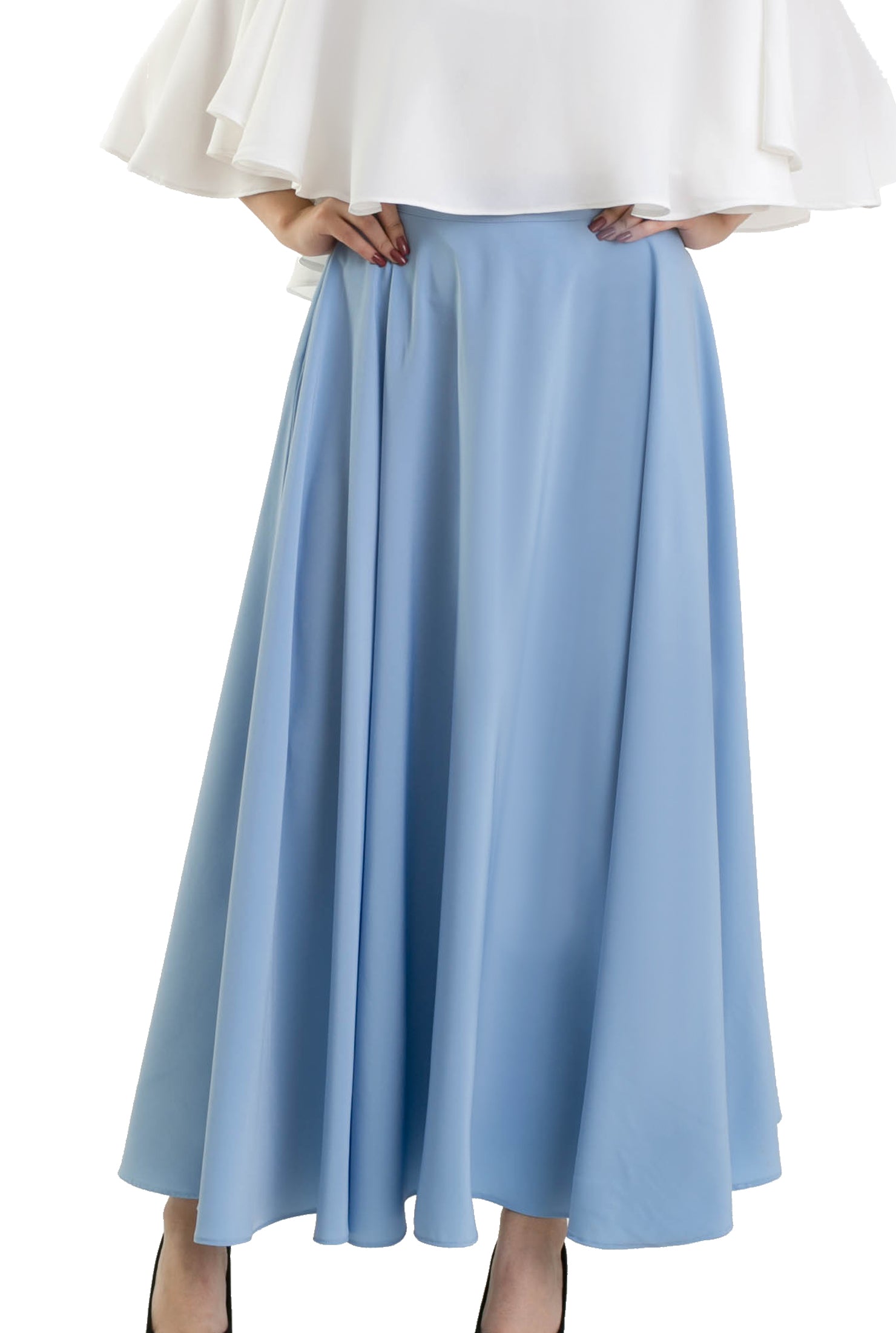The Ankle Semi circular Skirt - Baby Blue