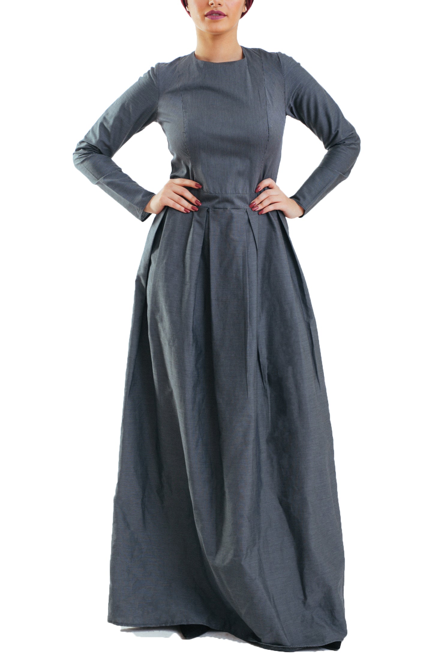 Black Stripes Dress -Long- Black