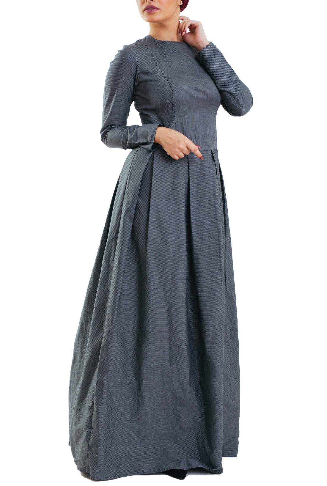 Black Stripes Dress -Long- Black
