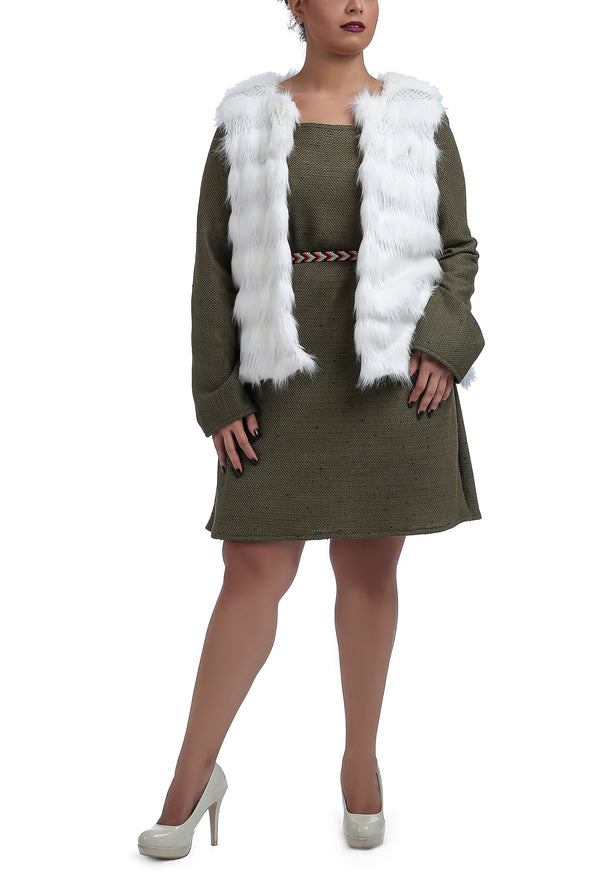 Layered Fur Vest - Off White