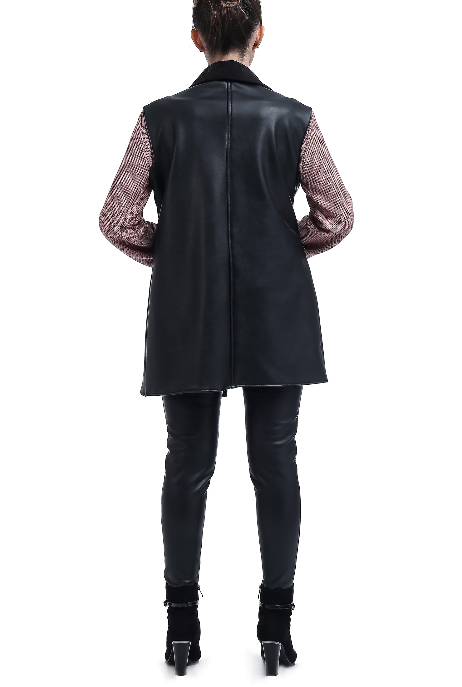 Leather Drapped Vest - Black
