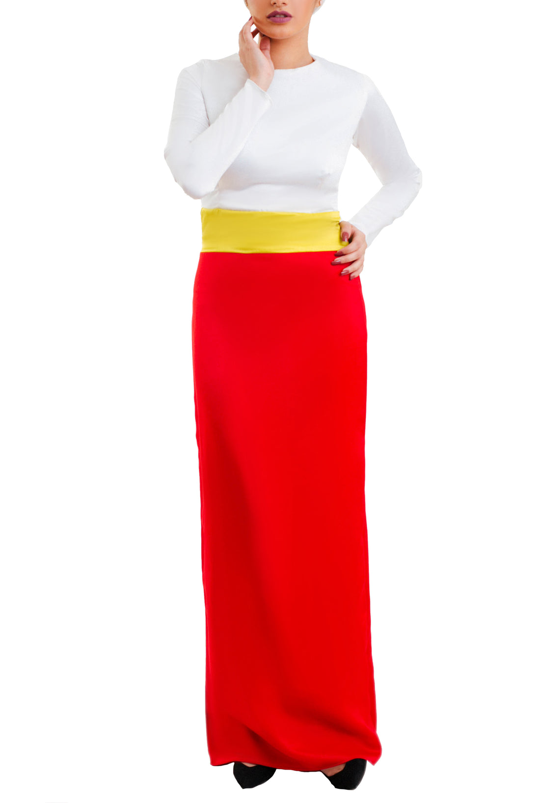 Long Dry Stan Dress - White & Red