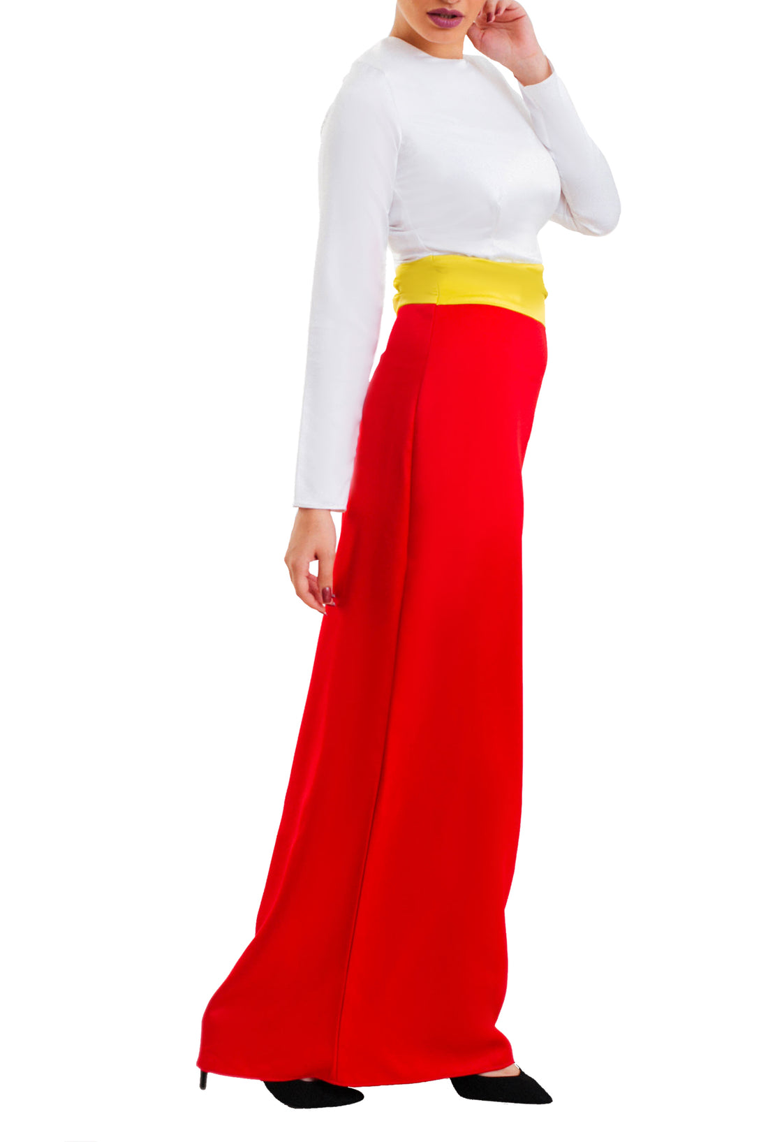 Long Dry Stan Dress - White & Red