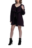 Long Sleeves Wool Draped Vest - Purple