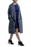 Long Suede Trench Coat - Light Blue