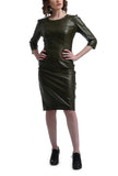 Knee Leather Dress - Army Green
