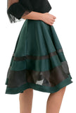 Stripe Organza Skirt - Dark Green