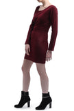 Patterned Velvet Dress - Maroon