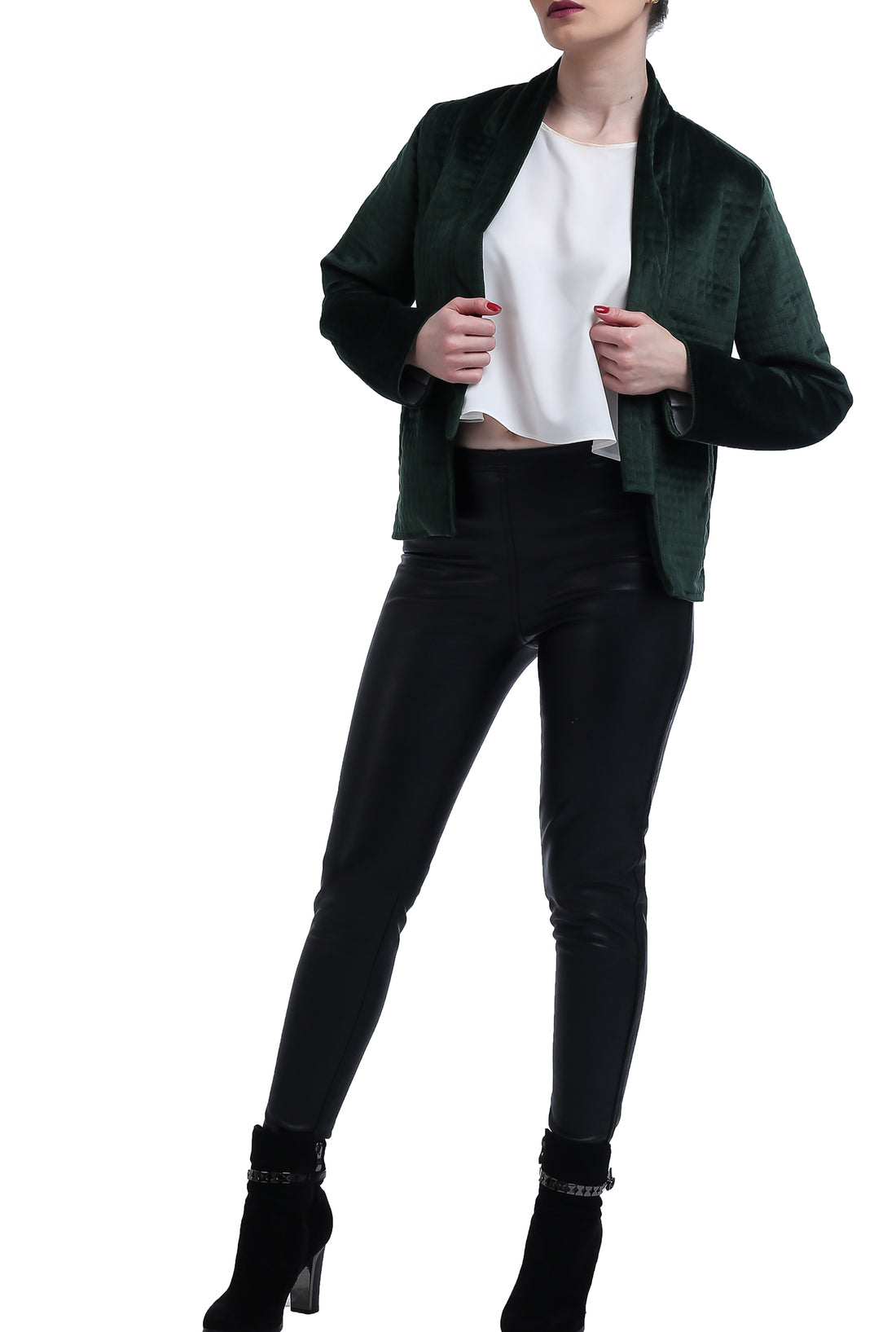 Quilted Suede Jacket - Dark Green