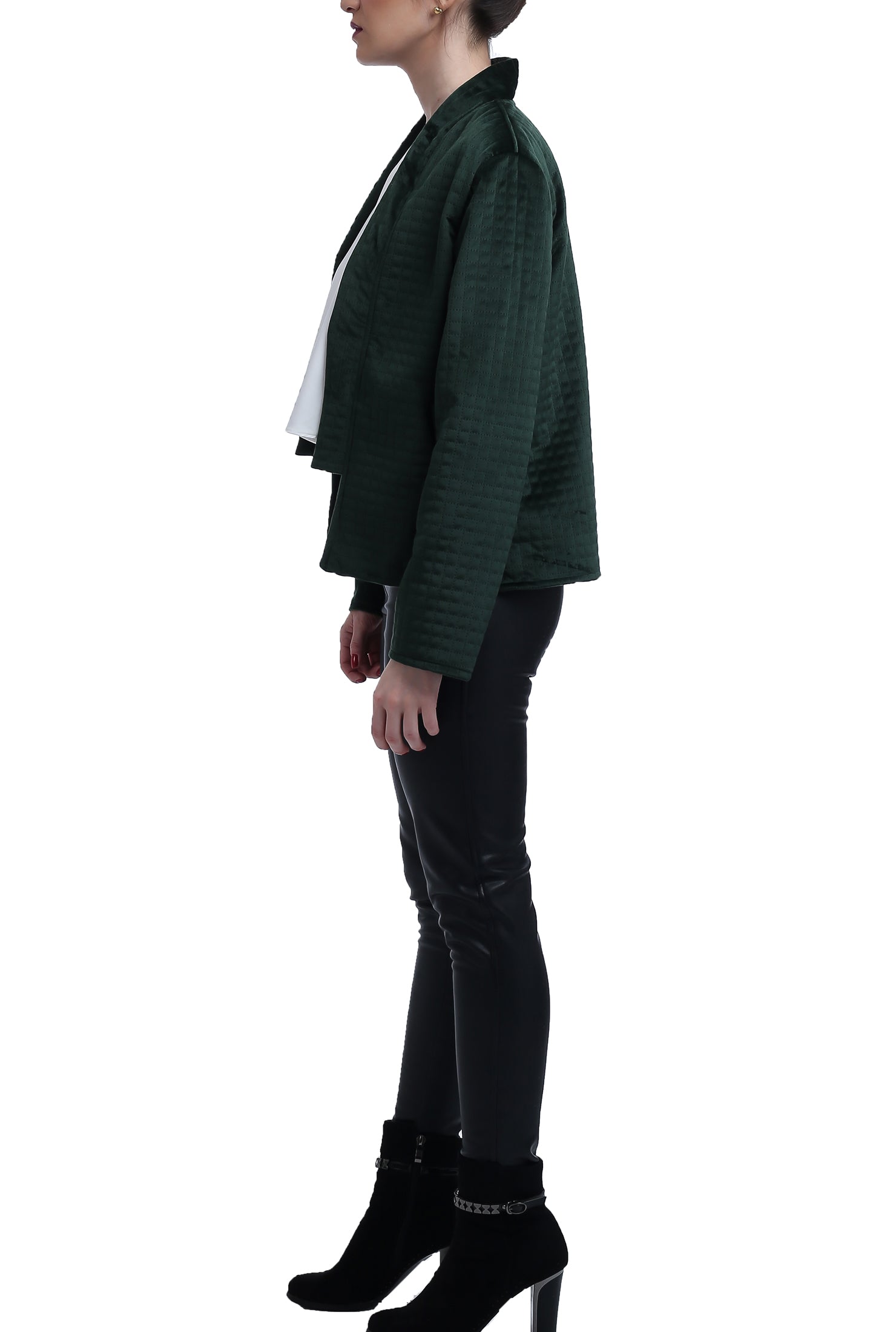 Quilted Suede Jacket - Dark Green